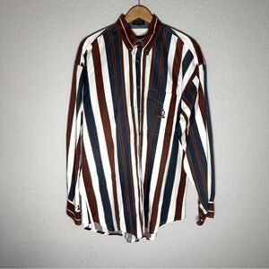 Vintage Chaps Ralph Lauren 90’s Striped Long‎ Sleeve Mens Size Large 100% Cotton
